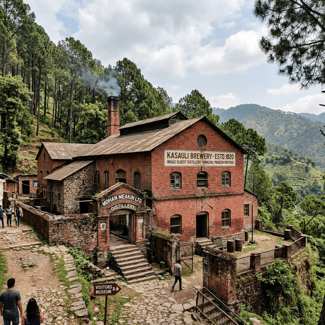 Historic Kasauli Brewery, one of India oldest distilleries with colonial red brick architecture